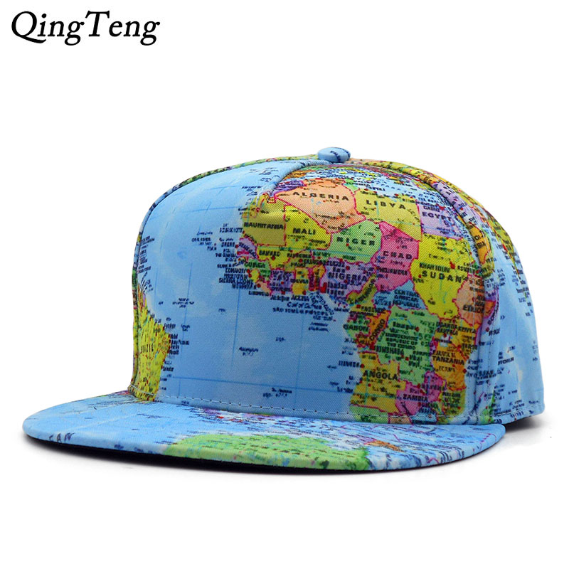 World Map Printed Snapback
