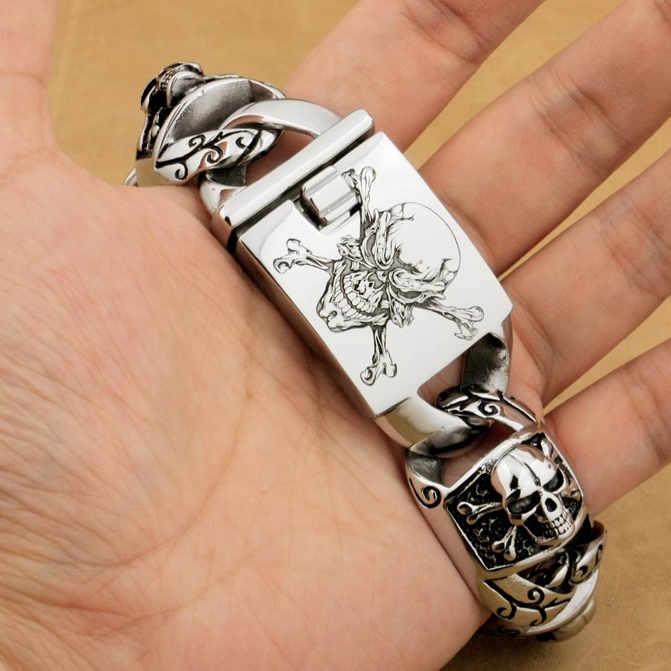 Pirate Skull Boys Biker Rock Punk Bracelet - Image 3